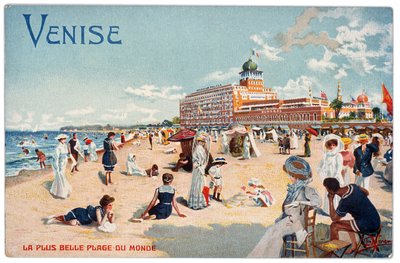 Postcard of the Lido of Venice by Elio Ximenes